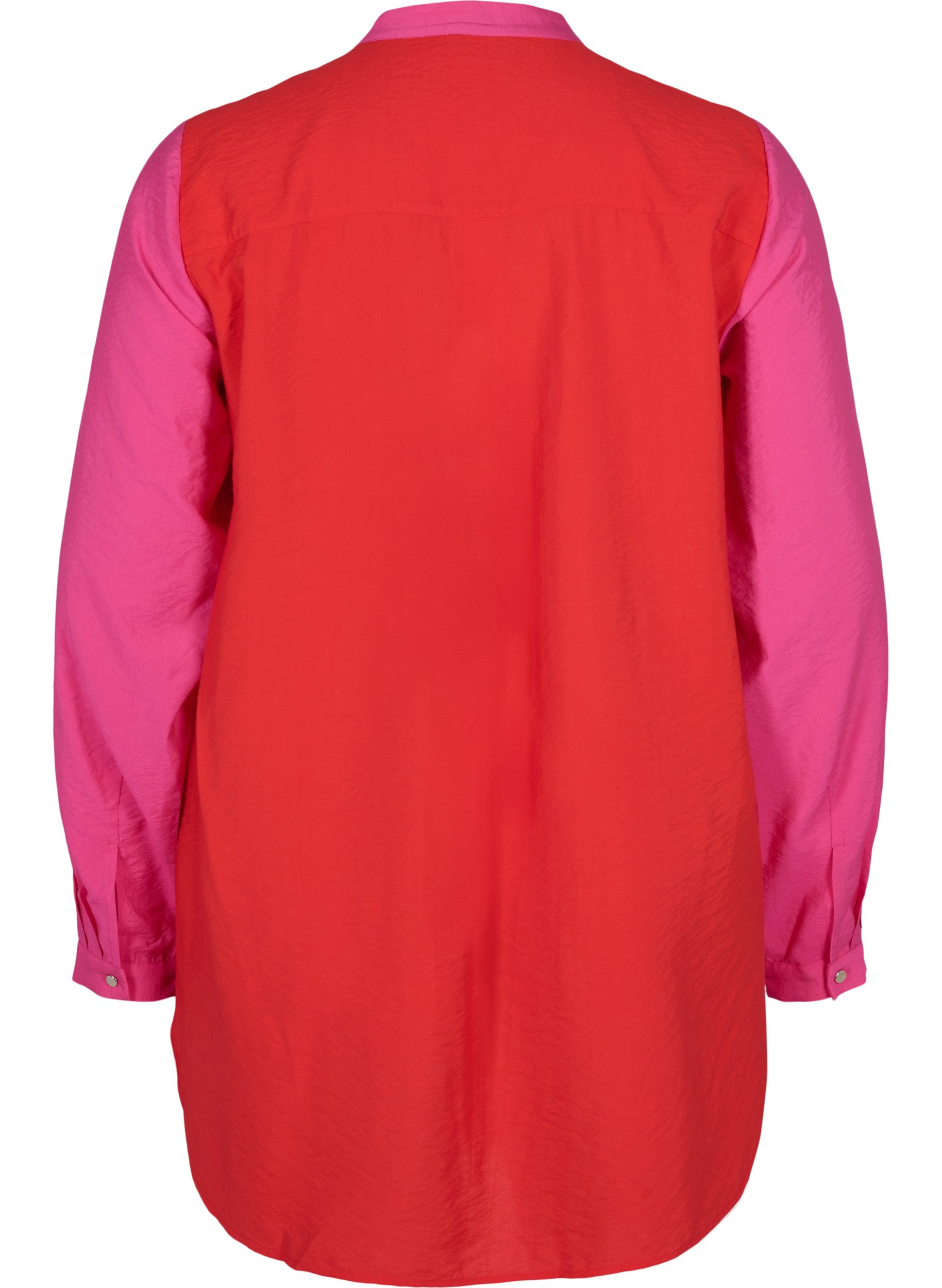 Lang skjorte med color-block , Pink Red Block, Packshot image number 1