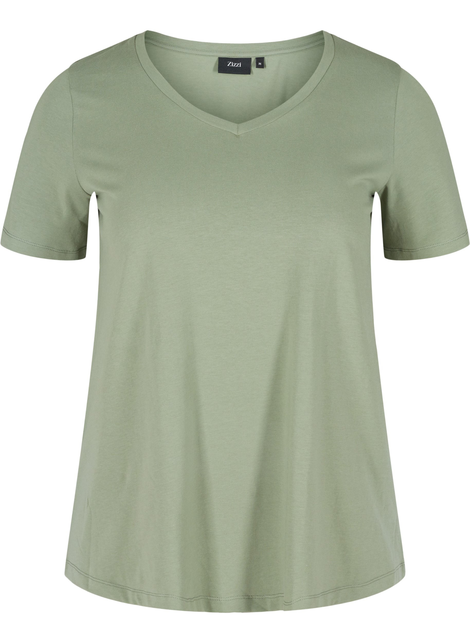Basis t-shirt med v-hals, Agave Green, Packshot image number 0