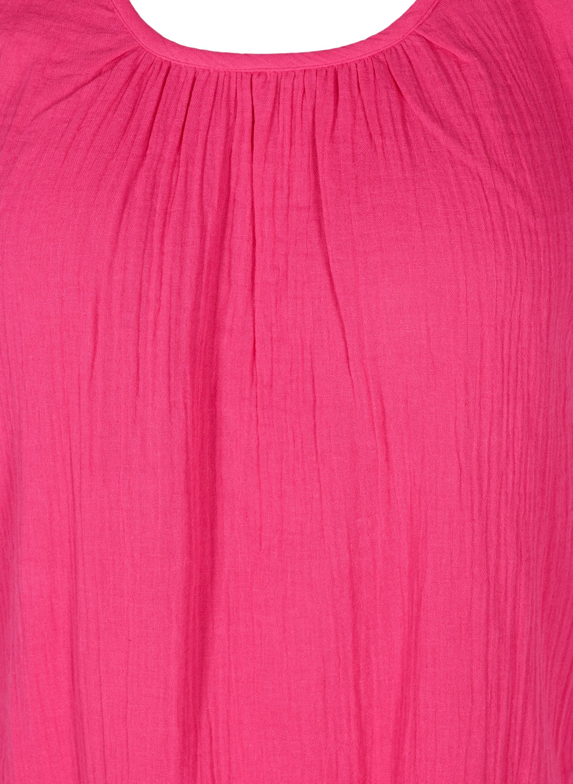 Ærmeløs bomulds kjole med a-form , Fuchsia Purple, Packshot image number 2