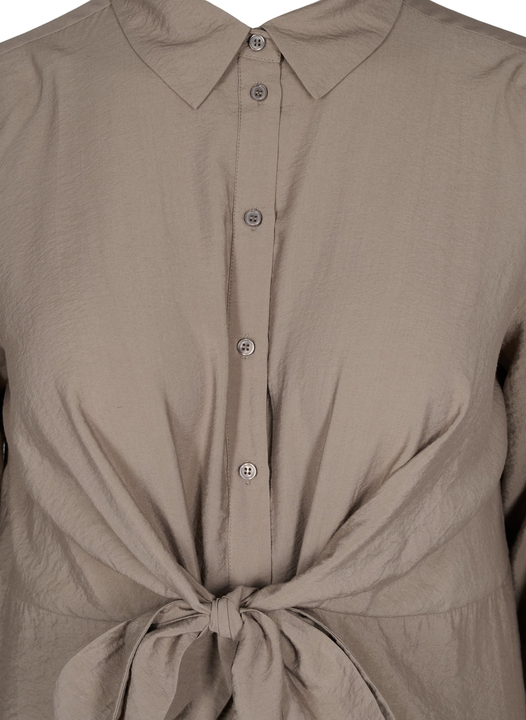 Skjortekjole med bindedetalje og slids, Brindle, Packshot image number 2