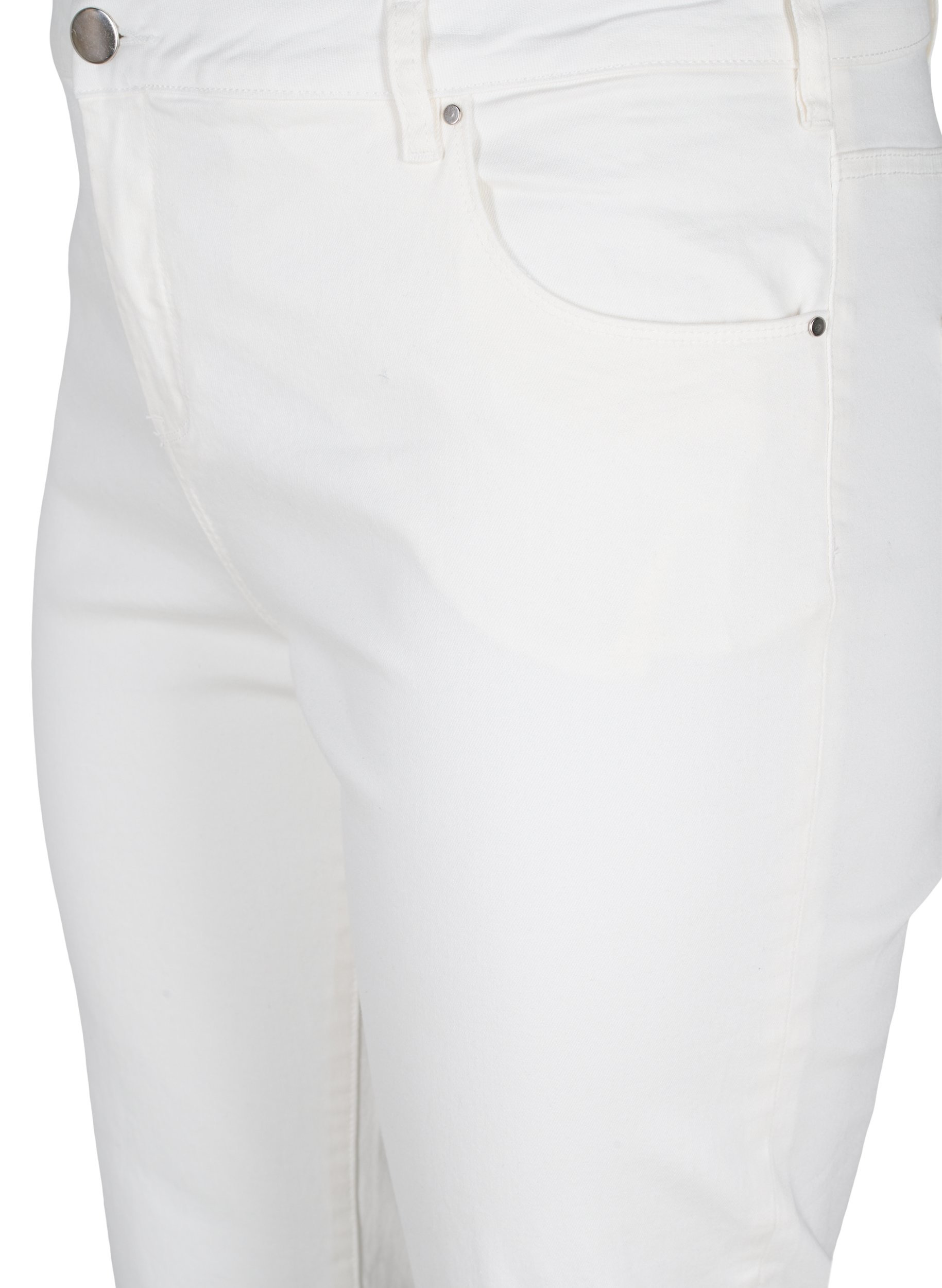 7/8 jeans med rå kanter og høj talje, White, Packshot image number 2