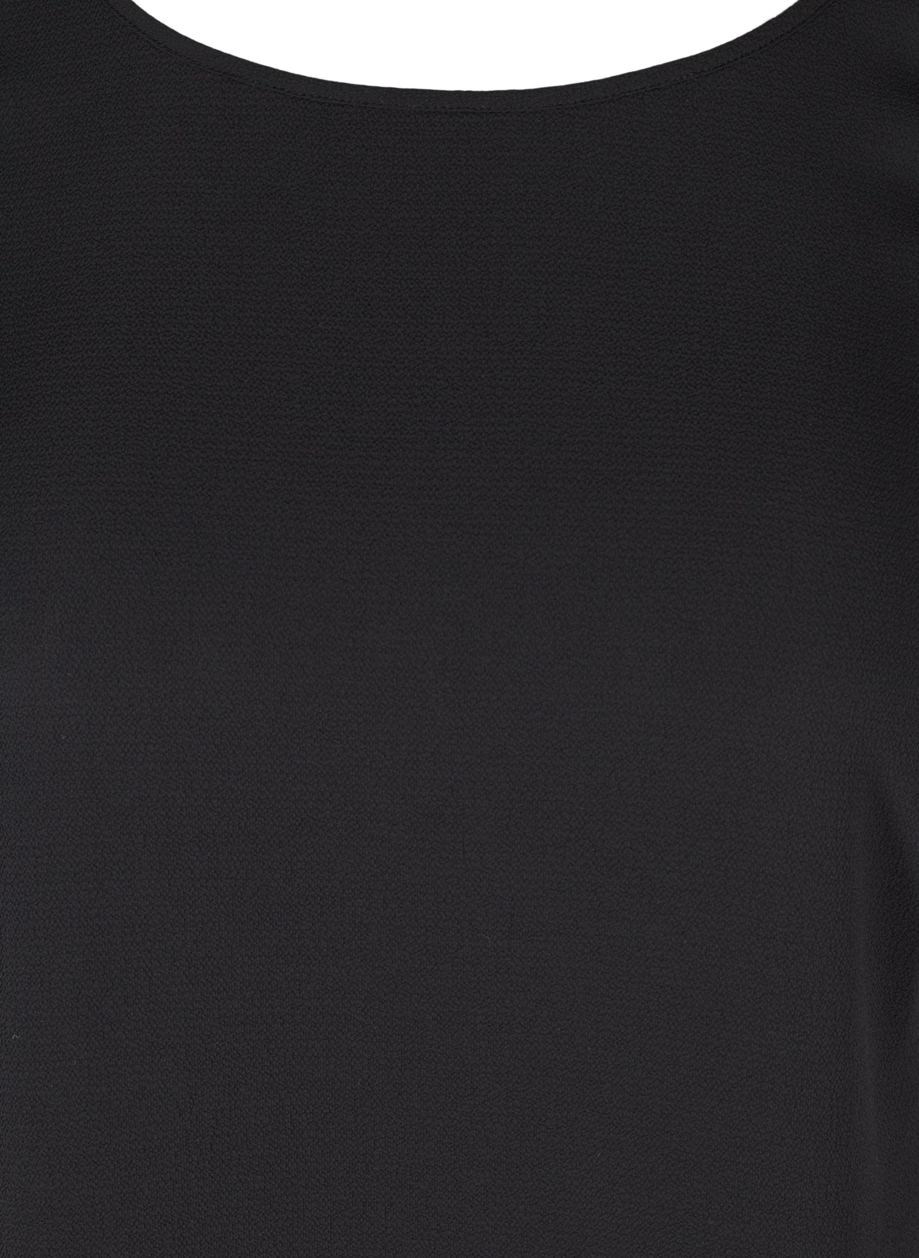 Ensfarvet kjole med korte ærmer, Black, Packshot image number 2