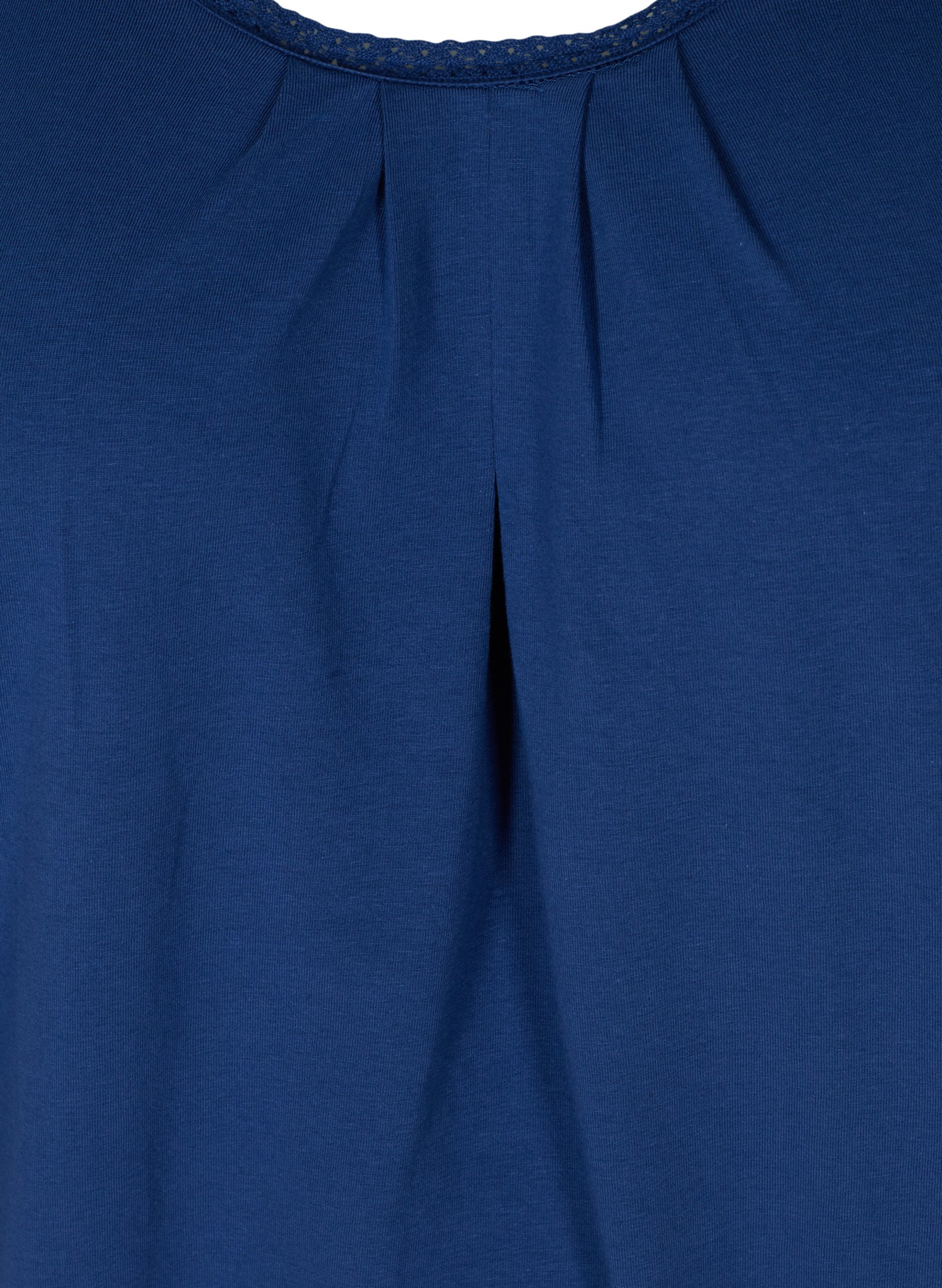 Kortærmet t-shirt med rund hals og blondekant, Twilight Blue, Packshot image number 2