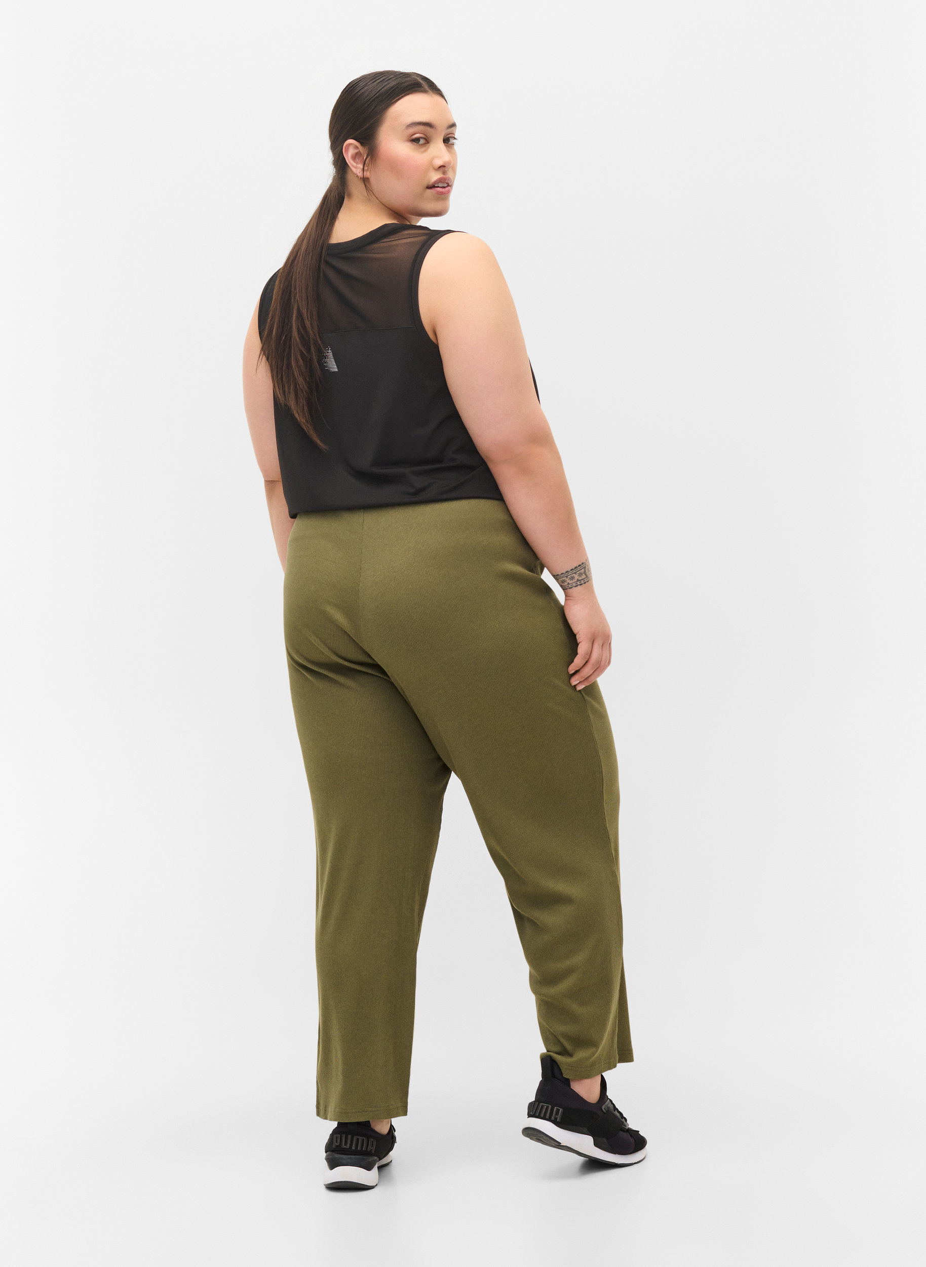 Løse bukser i bomuldsmix, Ivy Green, Model image number 1