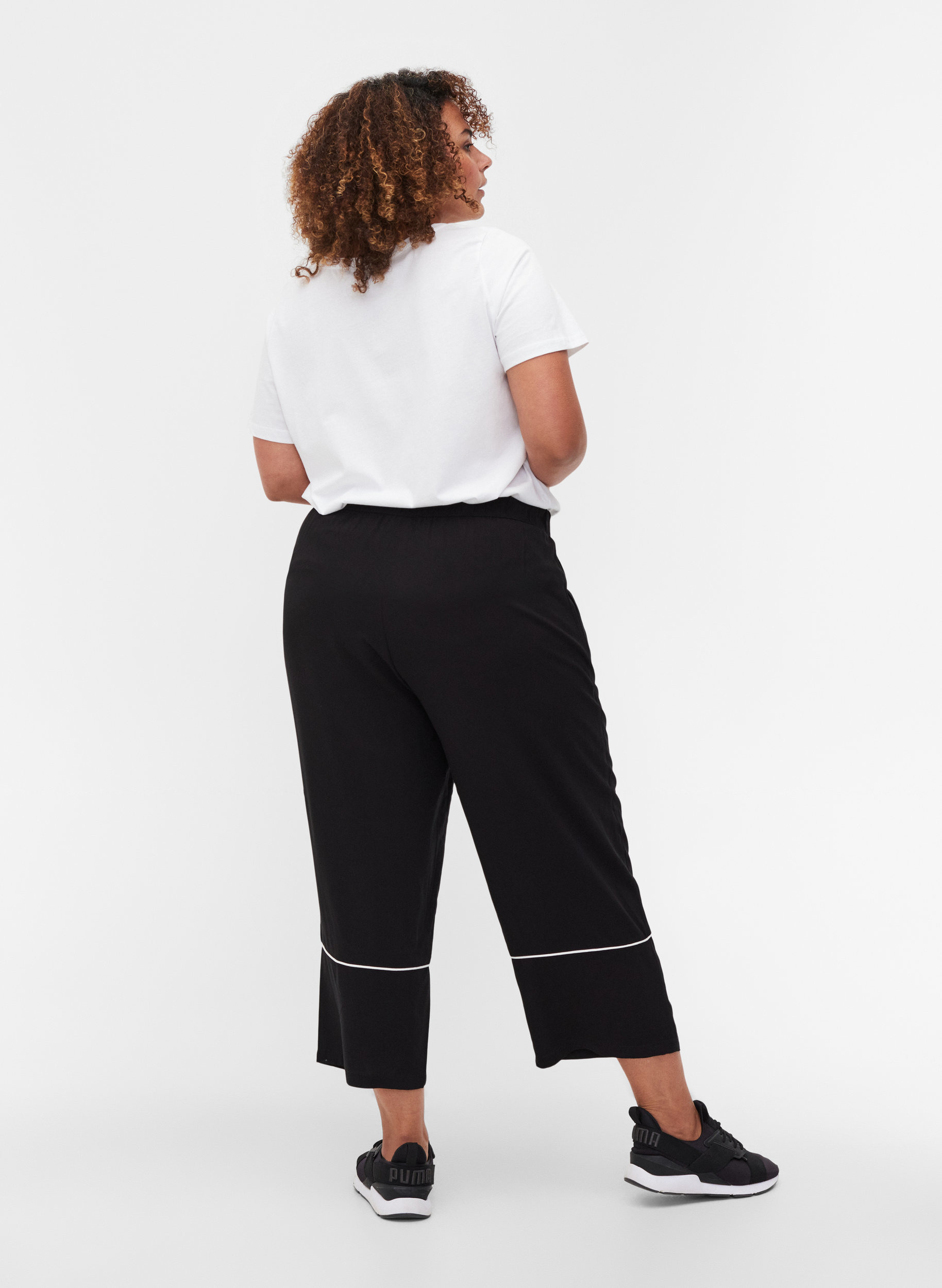 Viskose bukser med lommer , Black, Model image number 1