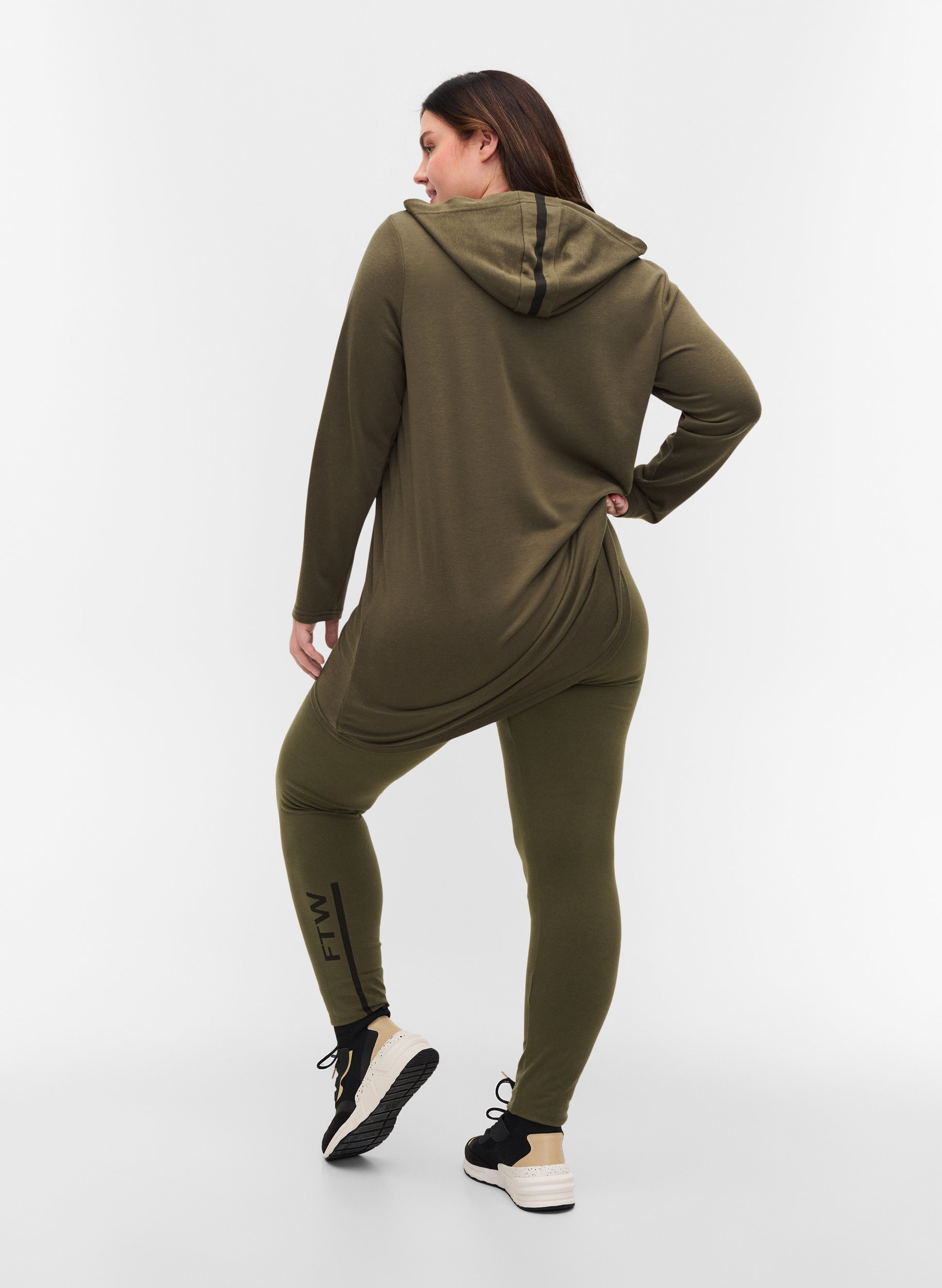 Bomulds leggings med printdetaljer, Ivy Green, Model image number 1