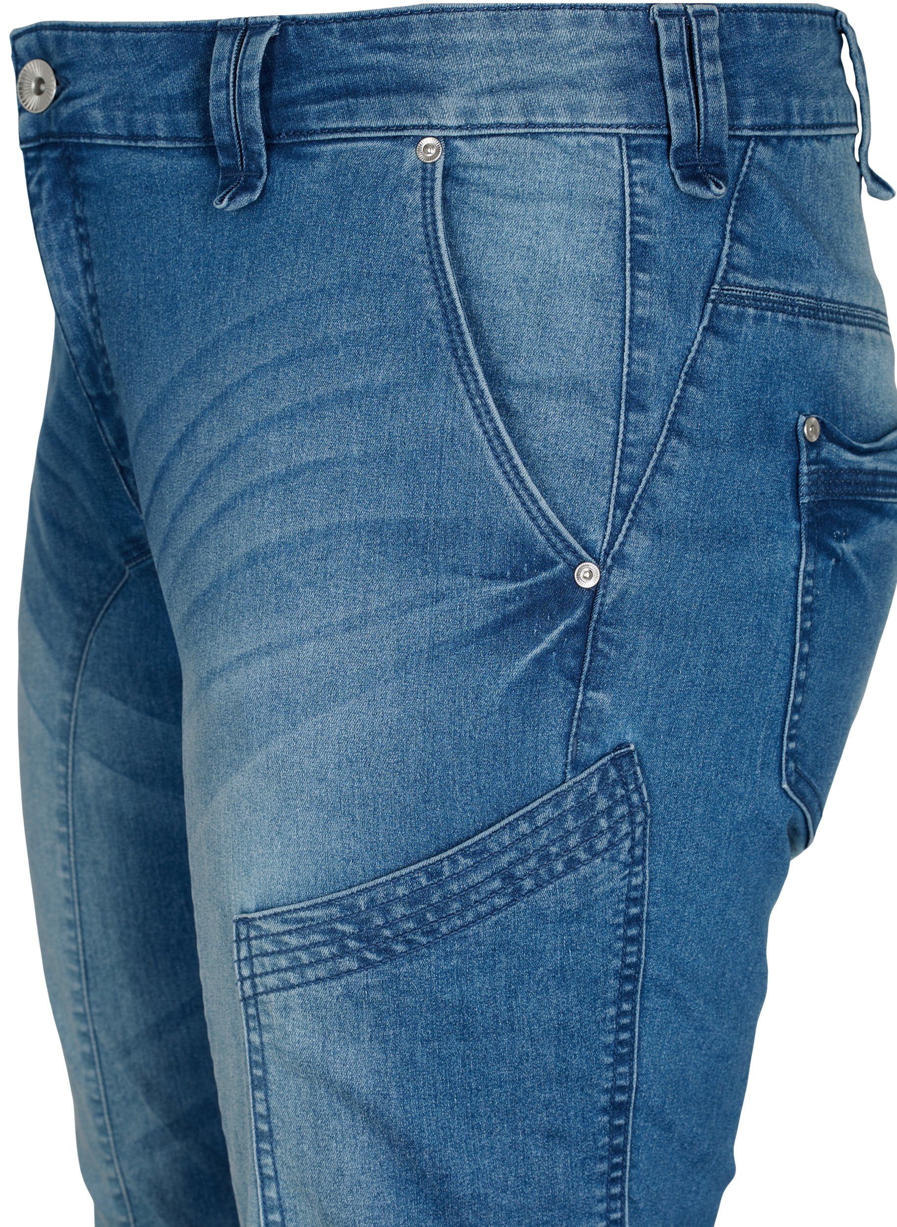 Slim fit capri jeans med lommer, Light blue denim, Packshot image number 2