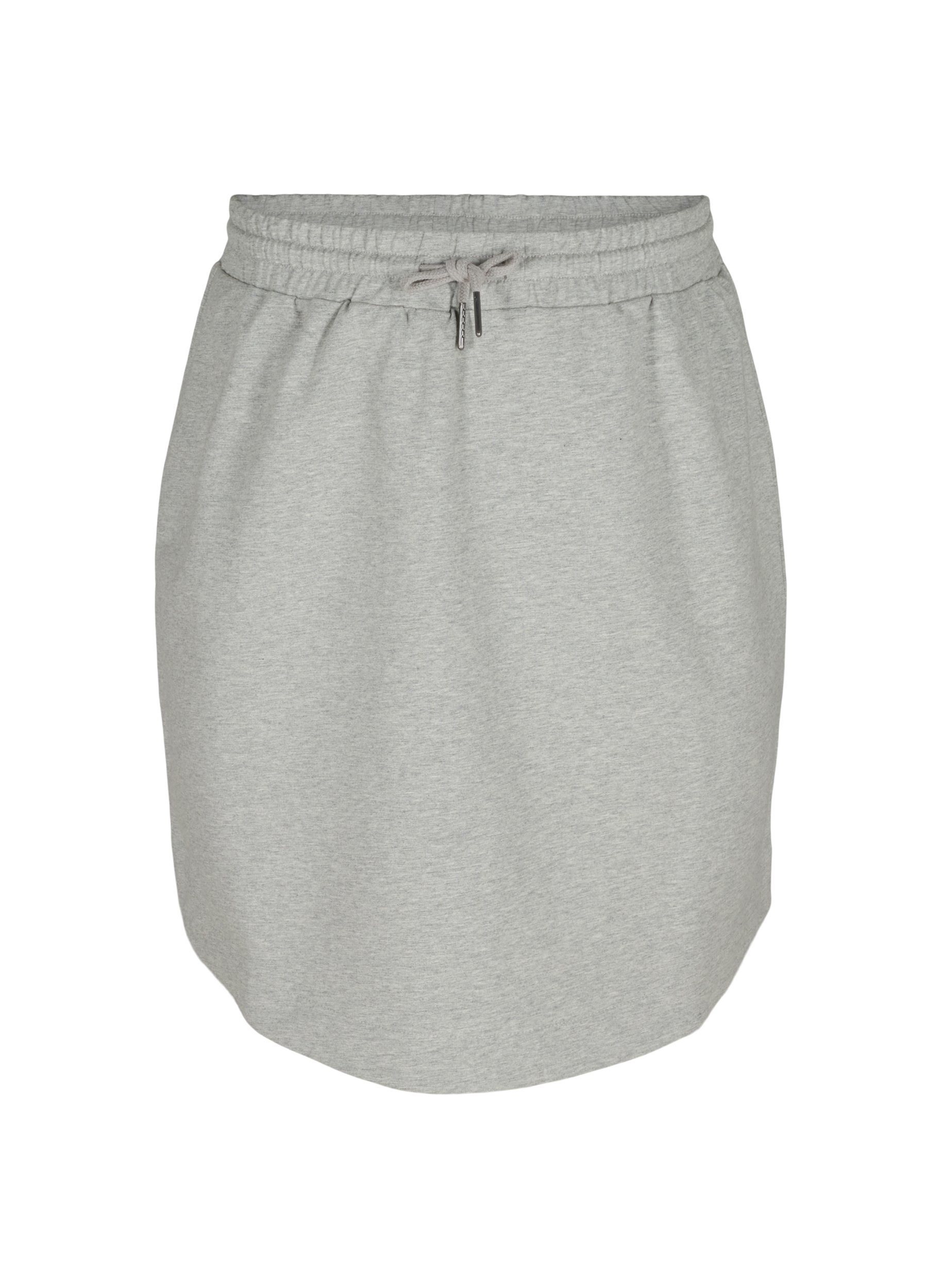 Meleret nederdel med snøre, Light Grey Melange, Packshot image number 0