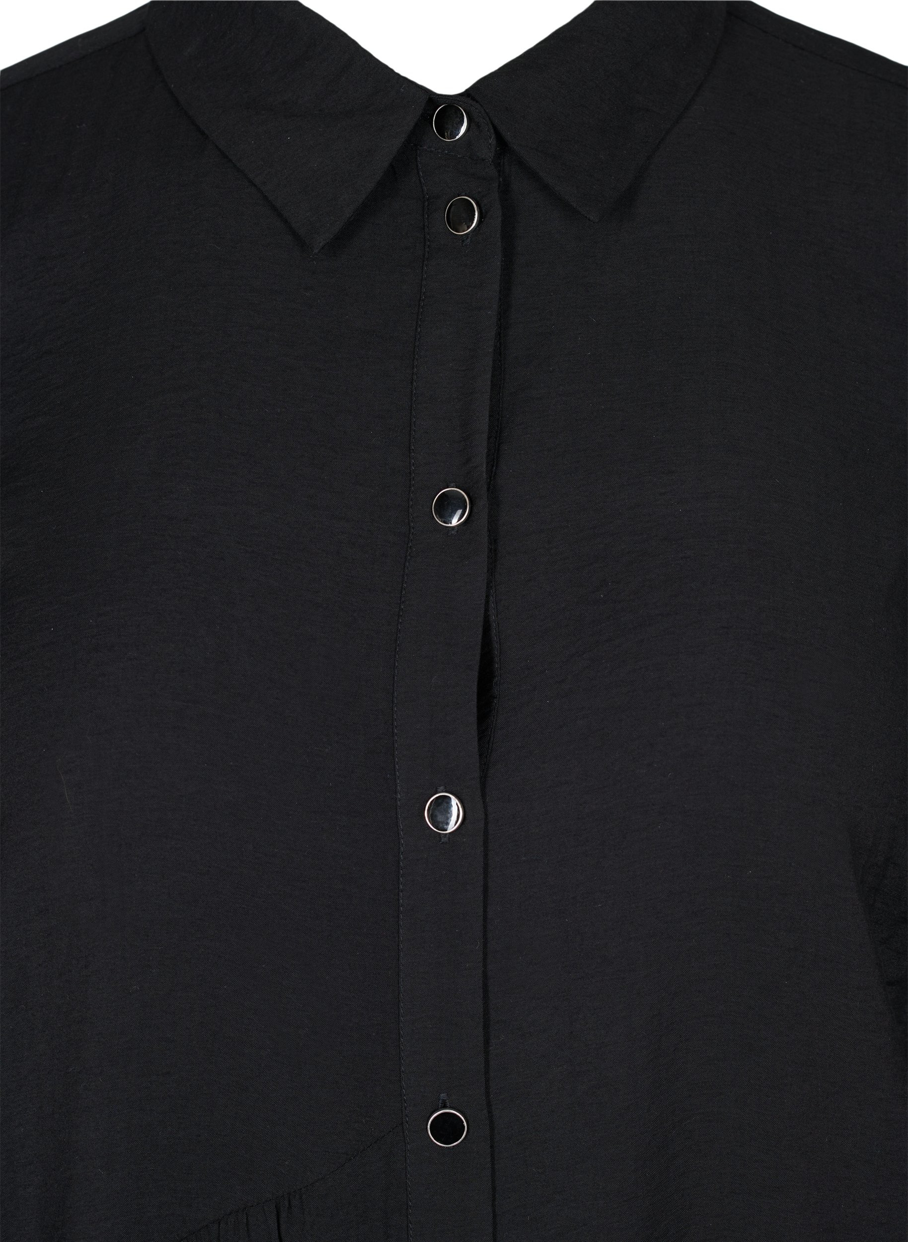 Ensfarvet skjortekjole med a-shape, Black, Packshot image number 2