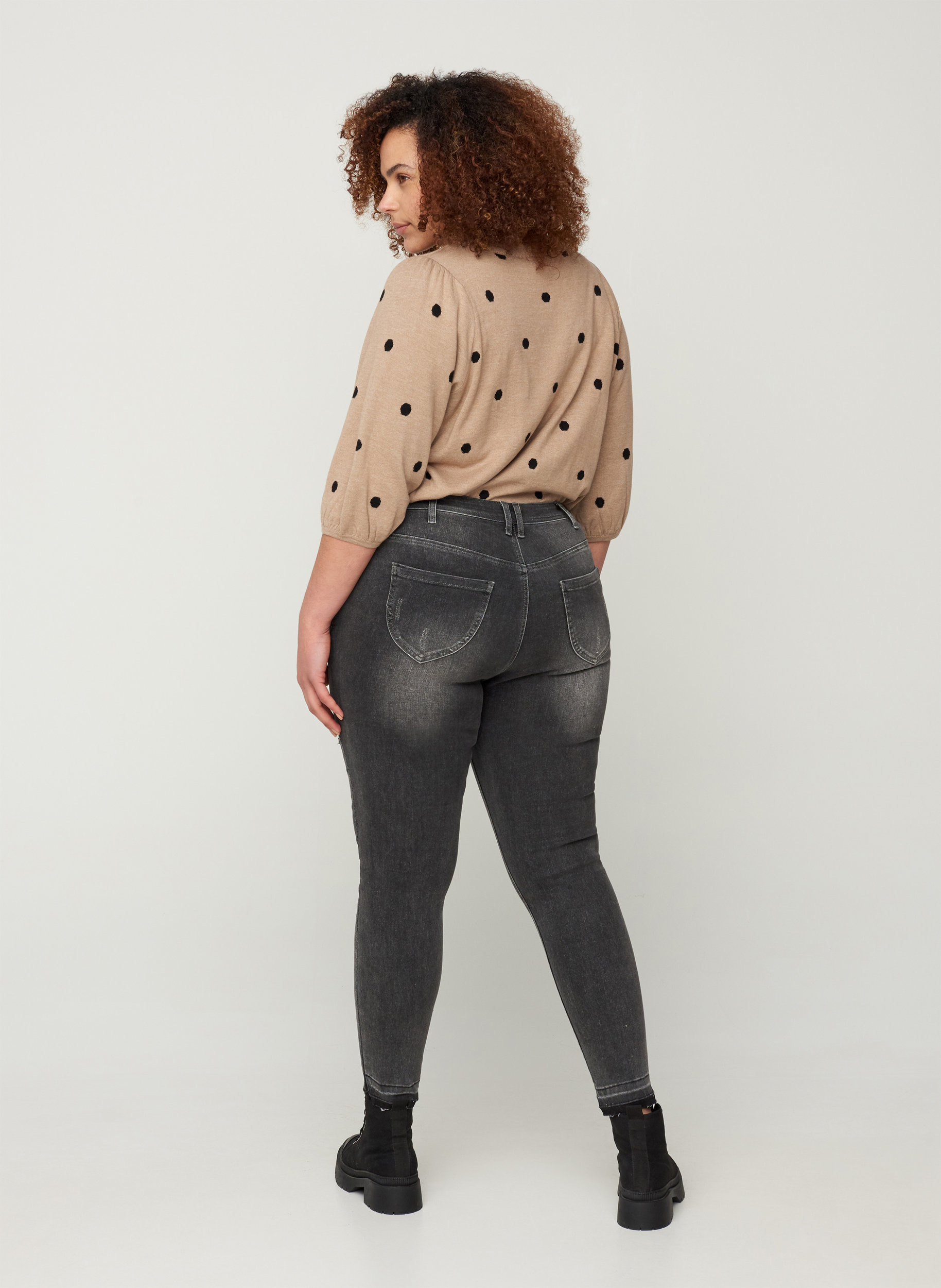 Super slim Amy jeans med slid, Grey Denim, Model