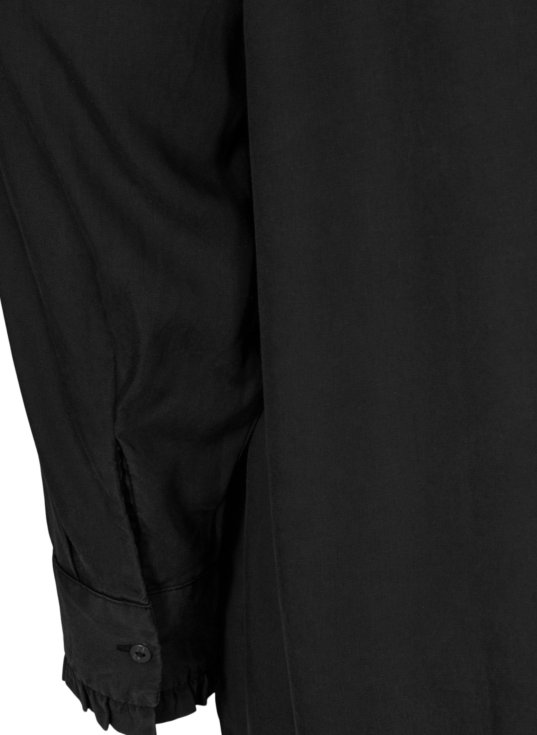 Langærmet tunika med v-udskæring og knapper, Black, Packshot image number 3