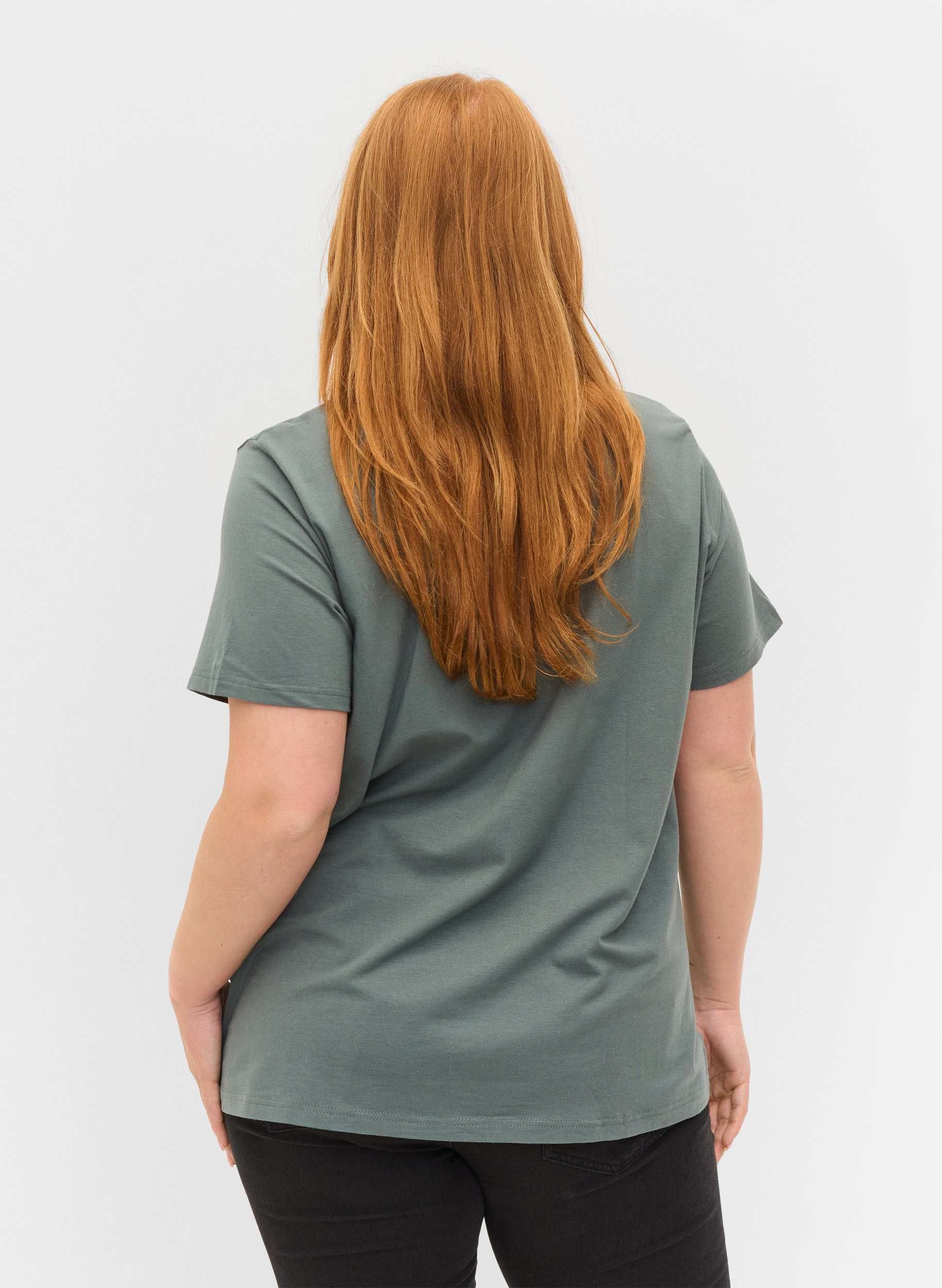 Kortærmet t-shirt med v-udskæring, Balsam Green, Model image number 1
