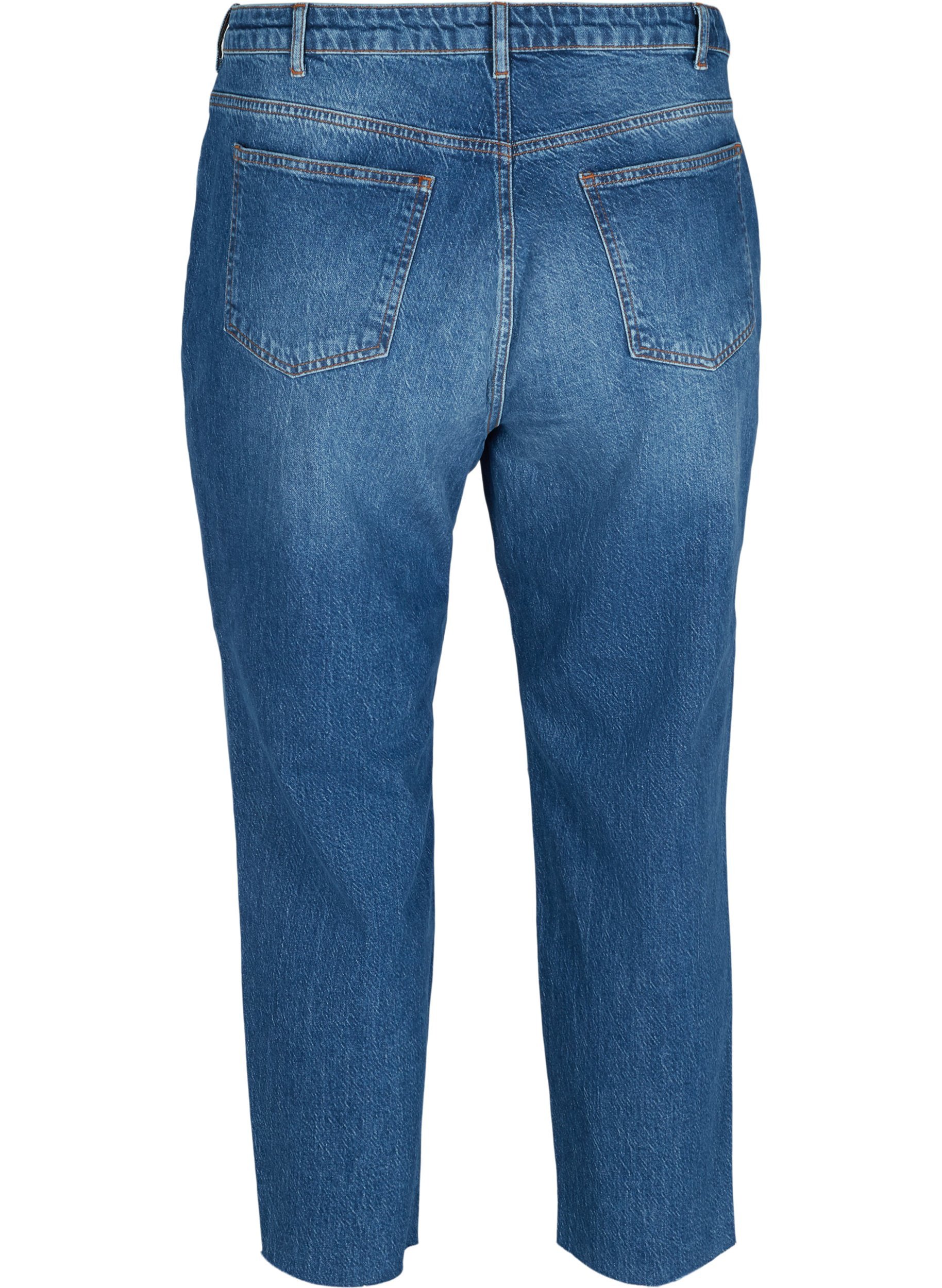 Cropped mom fit Mille jeans med løs pasform, Blue Denim 5, Packshot image number 1