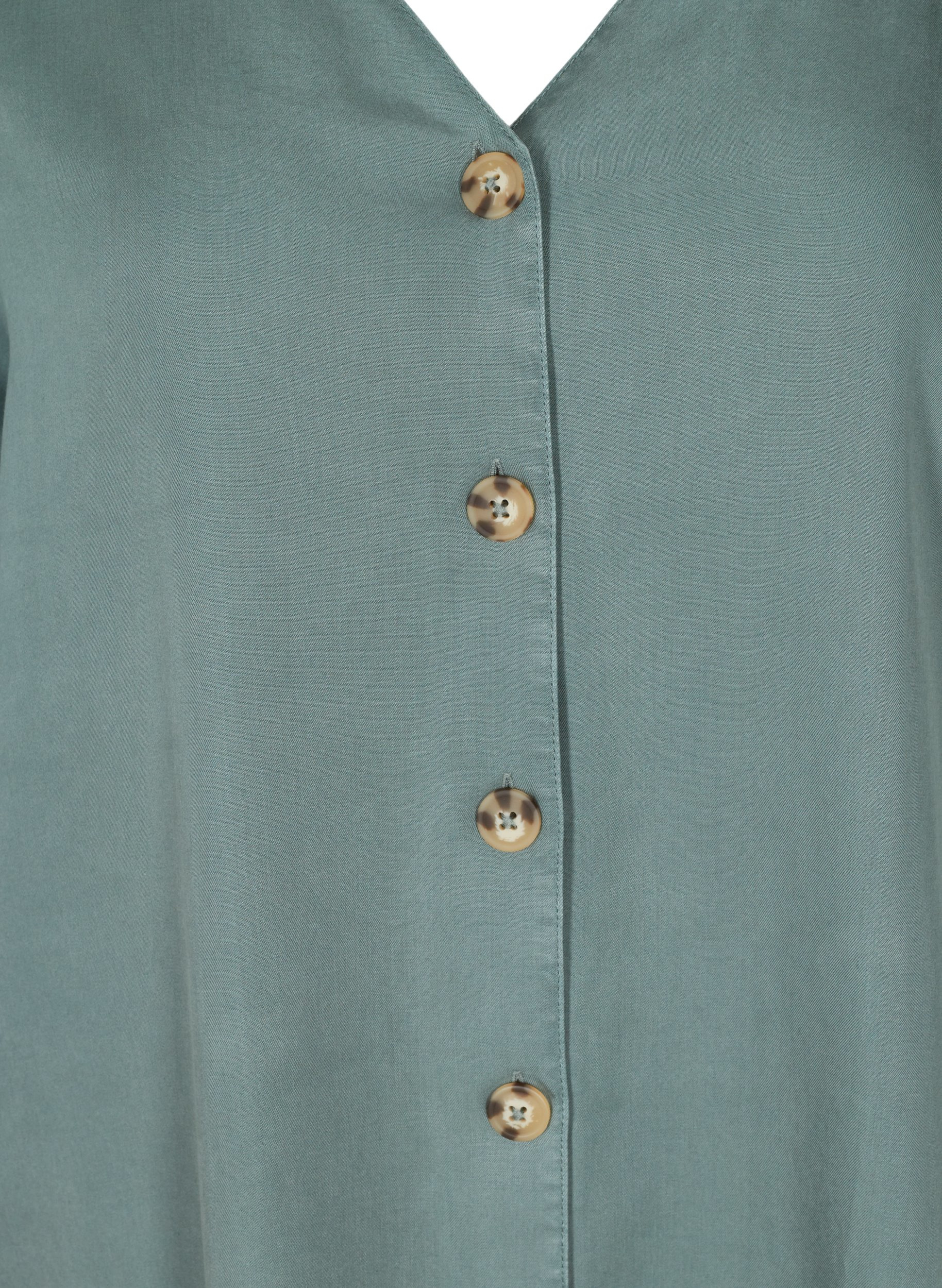 Lyocell skjorte med v-udskæring, Balsam Green, Packshot image number 2