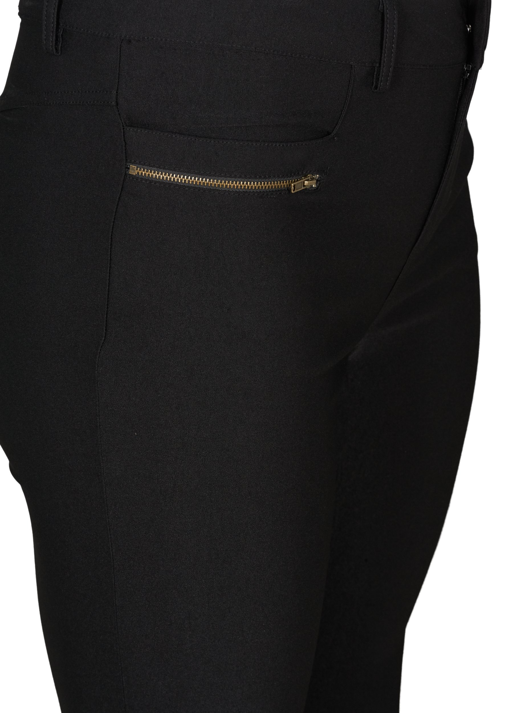 Bootcut bukser med lynlås detaljer, Black, Packshot image number 2