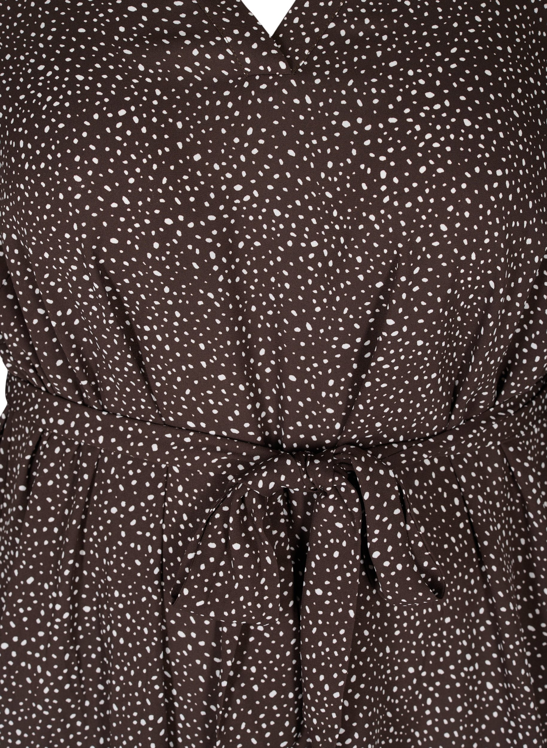 Prikket tunika med bindebånd i taljen , Brown w. White, Packshot image number 2